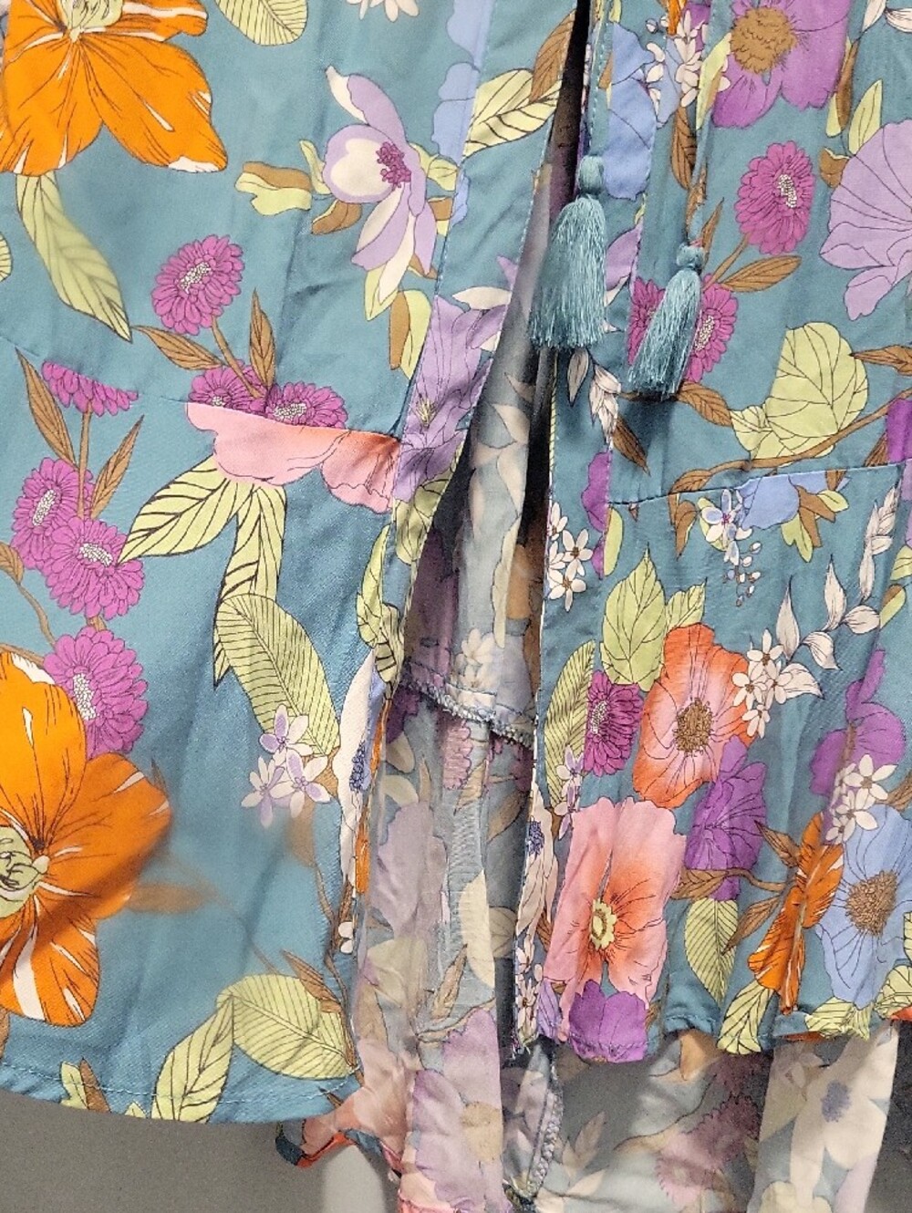 RACHEL Rachel Roy Teal Floral High-Low Skirt - Picture 3 of 5
